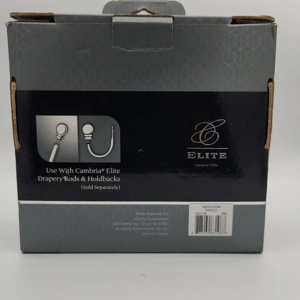 2 Pack Cambria Elite Finials Brushed Nickel Napoleon Premium Quality Drapery